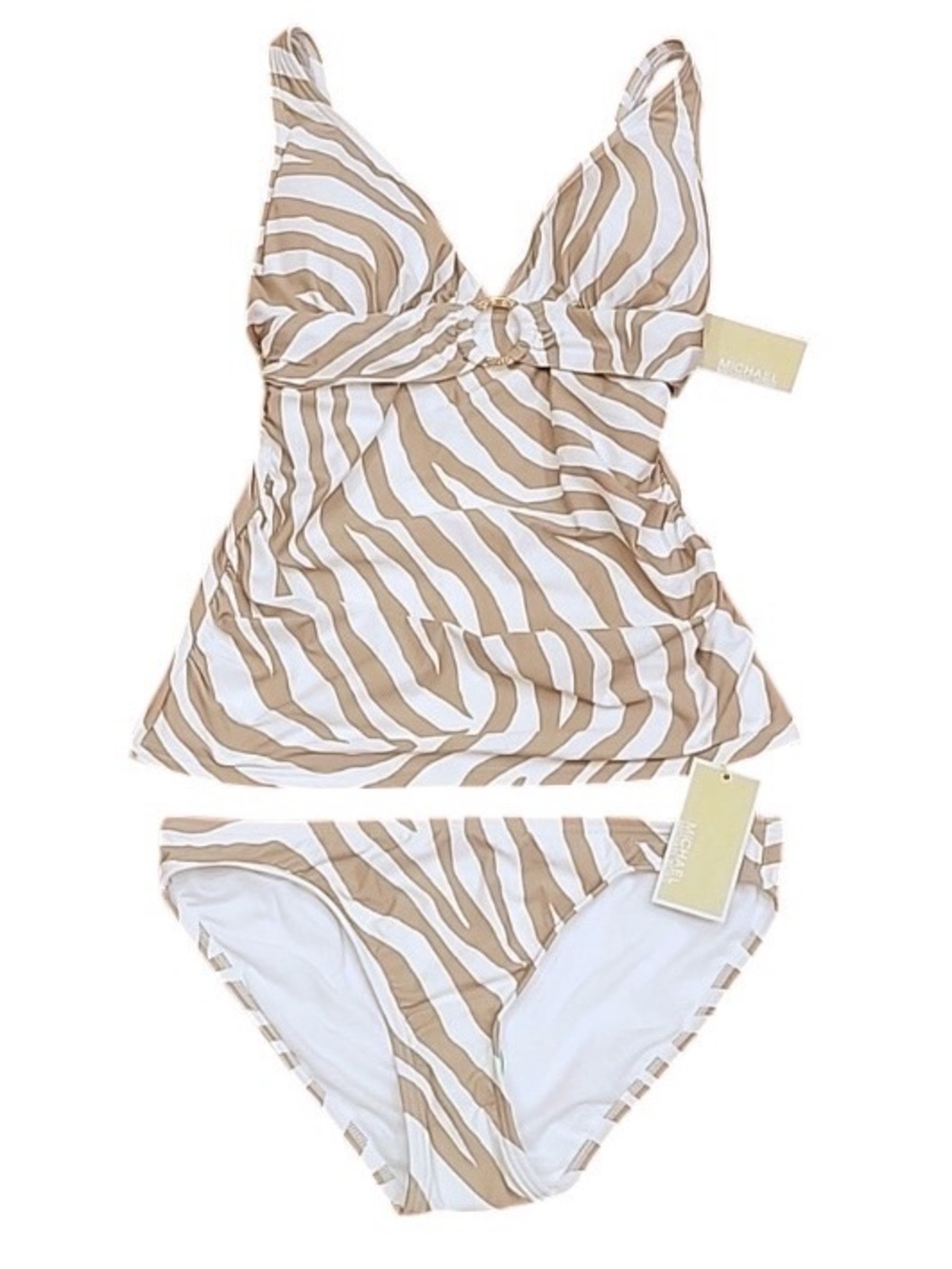 Michael Kors Tankini Swimsuit Zebra Print 2 Piece New Size XS
